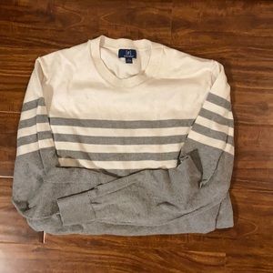 George White and Gray Sweater
